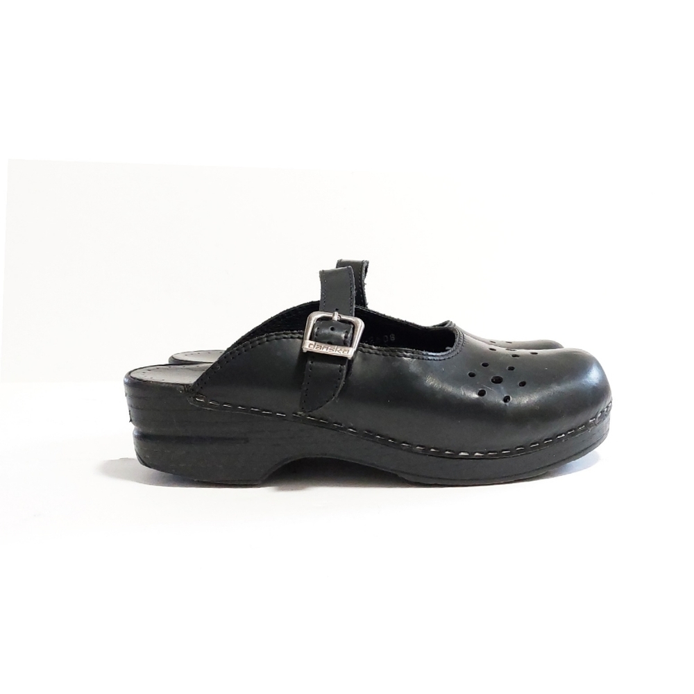 Dansk Martina Black Strap Round Toe Open Back Mule Platform Clog Sandals Size 39 - Picture 4 of 9